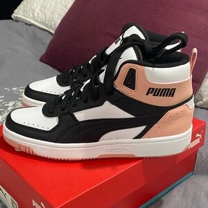 Puma Black and Peach High-Top Sneakers